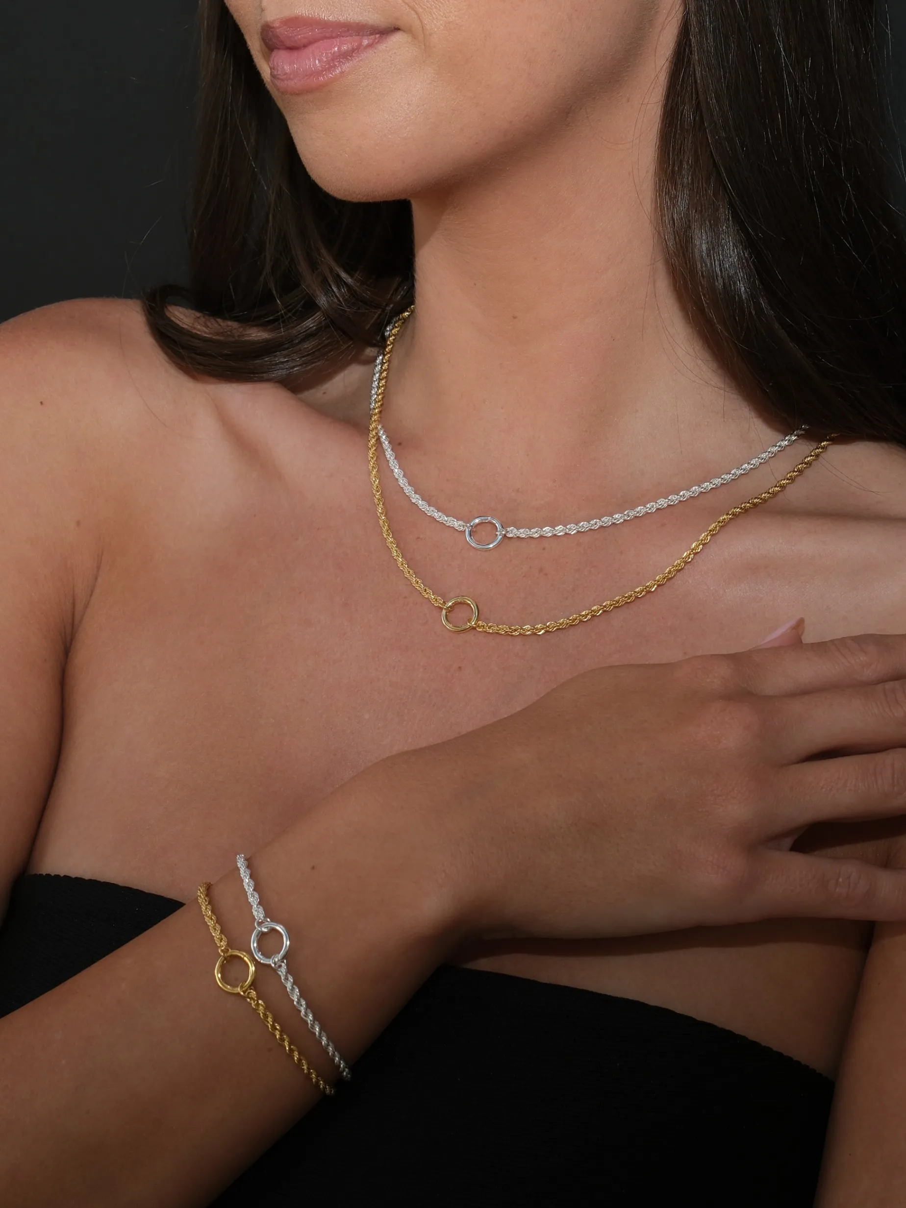 Rope Chain Pendant Link Bracelet